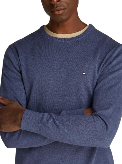 TH Micro logo crew neck sweater Aegean Sea Heather - Men's Sweaters
