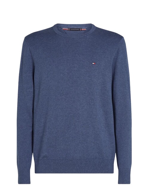 TH Micro logo crew neck sweater Aegean Sea Heather - Men's Sweaters