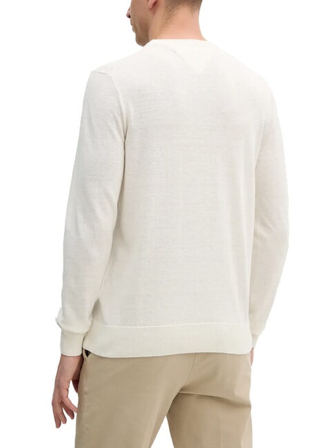 TH Linen blend crew neck sweater ivory petal - Men's Sweaters