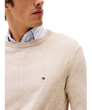 TOMMY HILFIGER TH Linen blend crew neck sweater afterglow / pink sand logo - Men's Sweaters - 3