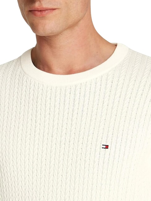 TH Cable knit crew neck sweater ivory petal - Men's Sweaters