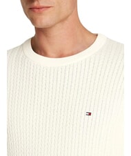 TOMMY HILFIGER TH Cable knit crew neck sweater ivory petal - Men's Sweaters - 3