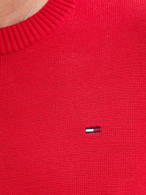 TH JEANS Cotton crew neck sweater bright vermilion - Men's Sweaters