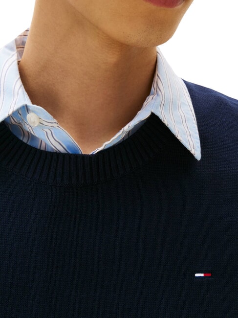 TH JEANS Cotton crew neck sweater dark night navy - Men's Sweaters