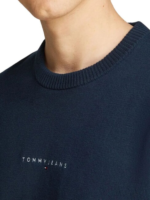 TH JEANS Crew neck sweater with logo embroidery dark night navy - Men's Sweaters
