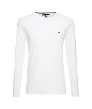 TOMMY HILFIGER TH Long-sleeved stretch cotton T-shirt white - T-shirt - 4