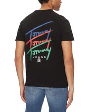 TOMMY HILFIGER TH JEANS Short-sleeved T-shirt with multicolored logos black - T-shirt - 2