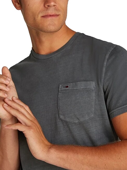 TH JEANS Short-sleeved T-shirt with pocket washed black - T-shirt