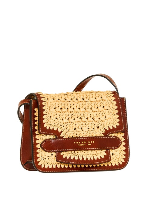 LUCREZIA Leather and raffia shoulder bag BROWN - Women&rsquo;s Bags