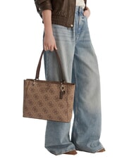 GUESS NOELLE 2 4G Logo Print Shoulder Tote Bag latte logo / brown - Women&rsquo;s Bags - 5