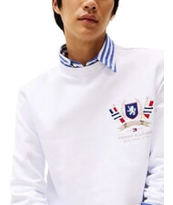 TOMMY HILFIGER TH Crewneck cotton sweatshirt with emblem white - Sweatshirts - 3