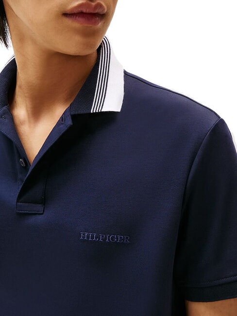 TH Short-sleeved polo shirt with striped collar desert sky - Polo shirt