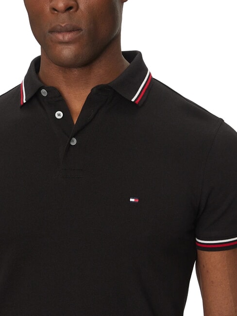 TH TIPPED Slim fit short-sleeved polo shirt black - Polo shirt