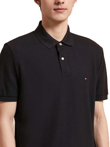 TH Short-sleeved cotton polo shirt ck black - Polo shirt