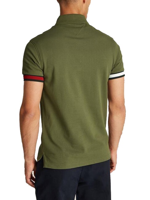 TH Short-sleeved polo shirt with elastic logo army green - Polo shirt