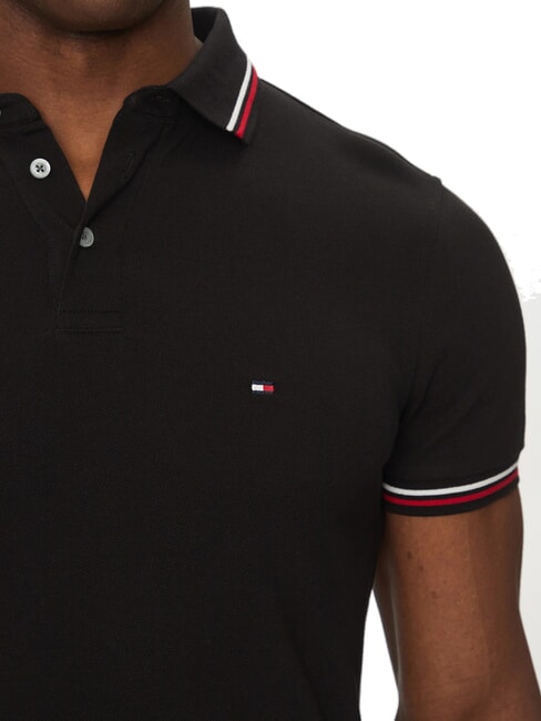 TH TIPPED Slim fit short-sleeved polo shirt black - Polo shirt