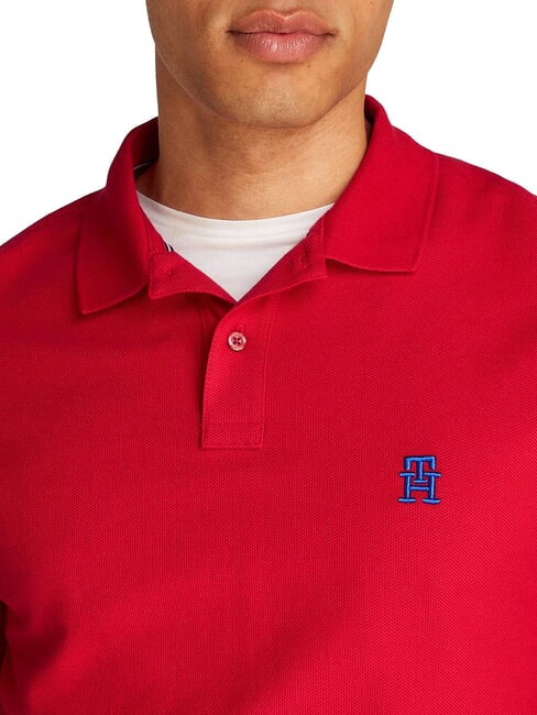 TH Short-sleeved polo shirt with monogram embroidery medium red - Polo shirt