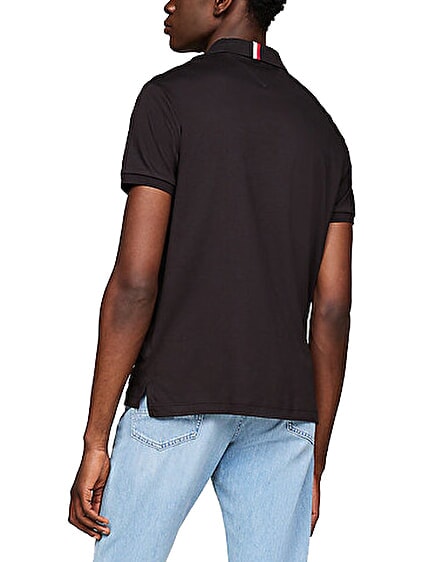 TH Short-sleeved polo shirt with collar ribbon black - Polo shirt