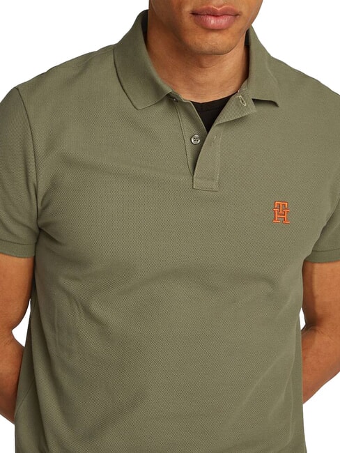 TH Short-sleeved polo shirt with monogram embroidery battle green - Polo shirt
