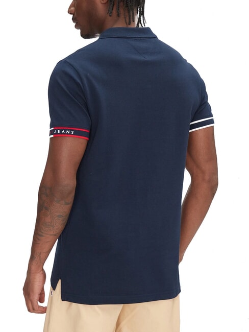 TH JEANS Short-sleeved elastic polo shirt with logo dark night navy - Polo shirt