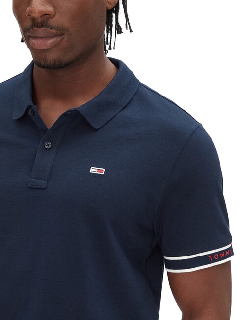 TH JEANS Short-sleeved elastic polo shirt with logo dark night navy - Polo shirt