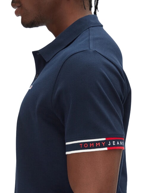 TH JEANS Short-sleeved elastic polo shirt with logo dark night navy - Polo shirt