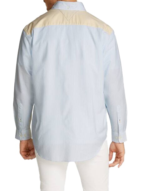 TH Color block long-sleeved shirt breezy blue - Men's Shirts