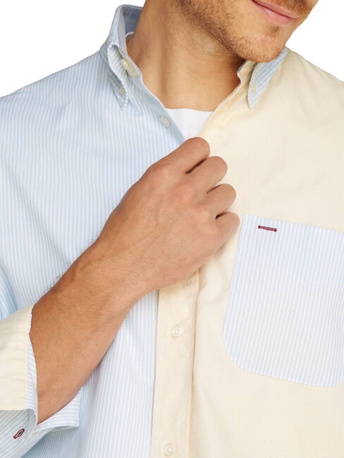 TH Color block long-sleeved shirt breezy blue - Men's Shirts