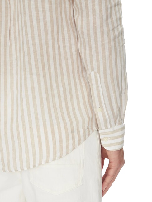 TH Regular fit striped linen shirt wood ash / iced coffee stripe - Men's Shirts