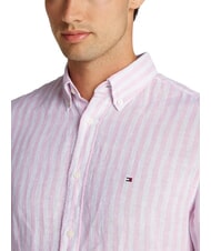 TOMMY HILFIGER TH Regular fit striped linen shirt classic pink / stripe - Men's Shirts - 3