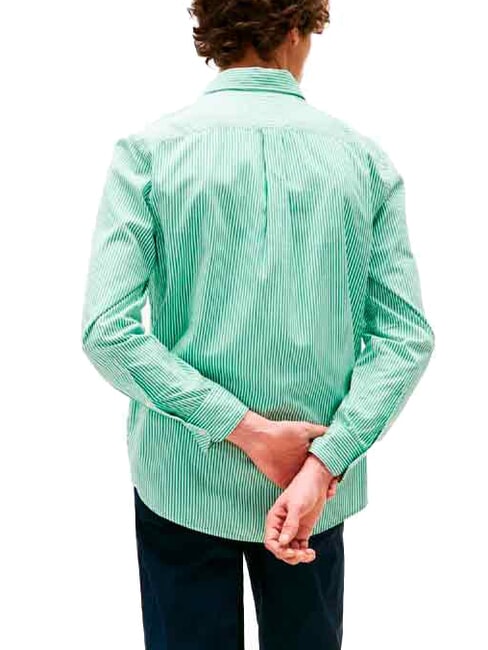 TH Striped cotton shirt green beige color block - Men's Shirts