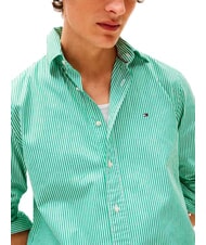 TOMMY HILFIGER TH Striped cotton shirt green beige color block - Men's Shirts - 3