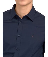 TOMMY HILFIGER TH Long-sleeved stretch cotton shirt navy blazer - Men's Shirts - 3
