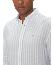 TOMMY HILFIGER TH Regular fit striped linen shirt dark night navy white breton stripe - Men's Shirts - 3