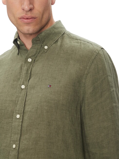 TH Regular fit long-sleeved linen shirt battle green - Men's Shirts
