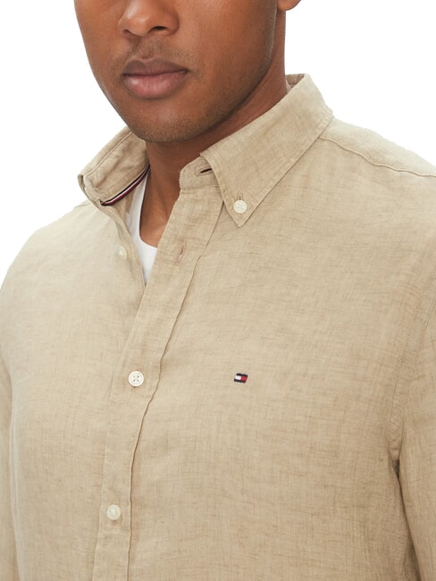 TH Regular fit long-sleeved linen shirt sandalwood - Men's Shirts