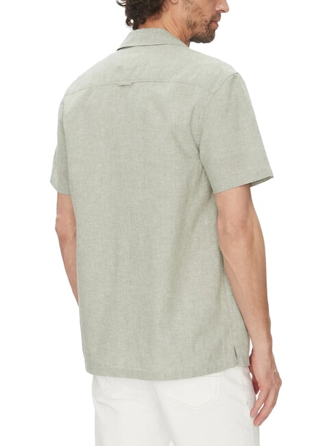 TH JEANS Short-sleeved linen and cotton shirt Aruba Green - Men's Shirts