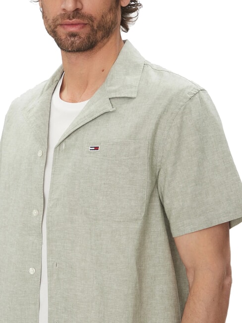 TH JEANS Short-sleeved linen and cotton shirt Aruba Green - Men's Shirts