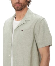 TOMMY HILFIGER TH JEANS Short-sleeved linen and cotton shirt Aruba Green - Men's Shirts - 3