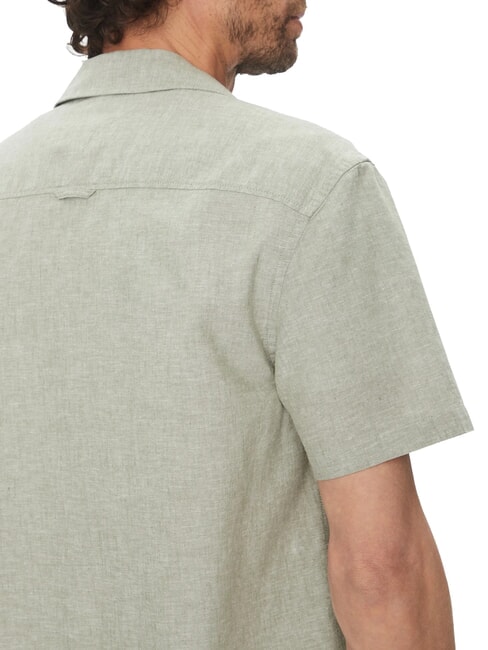TH JEANS Short-sleeved linen and cotton shirt Aruba Green - Men's Shirts