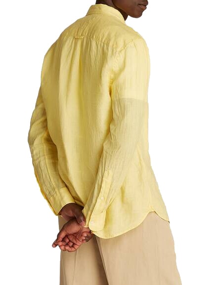 TH Regular fit long-sleeved linen shirt lemongrass - Men's Shirts