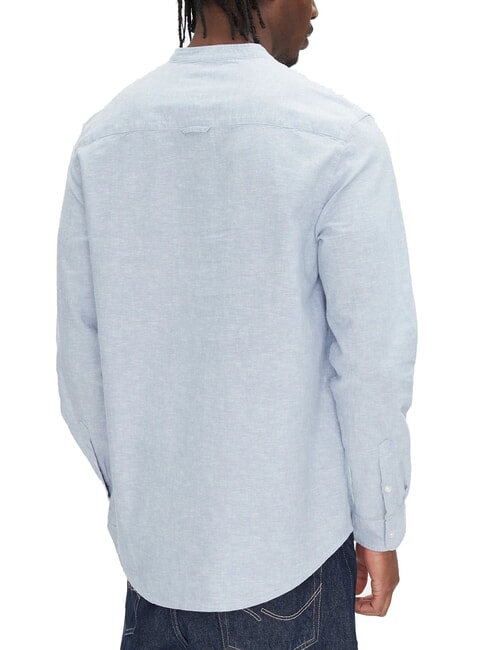 TH JEANS Linen blend mandarin collar shirt Colorado blue - Men's Shirts