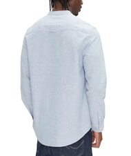 TOMMY HILFIGER TH JEANS Linen blend mandarin collar shirt Colorado blue - Men's Shirts - 2