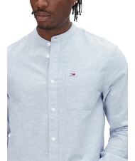 TOMMY HILFIGER TH JEANS Linen blend mandarin collar shirt Colorado blue - Men's Shirts - 3