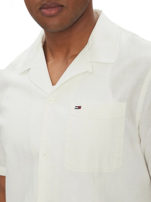 TH JEANS Short-sleeved linen and cotton shirt ecru - Men's Shirts