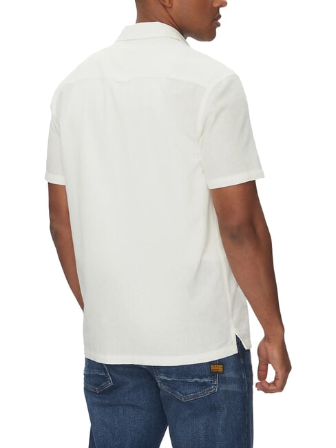 TH JEANS Short-sleeved linen and cotton shirt ecru - Men's Shirts