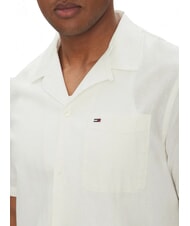 TOMMY HILFIGER TH JEANS Short-sleeved linen and cotton shirt ecru - Men's Shirts - 3