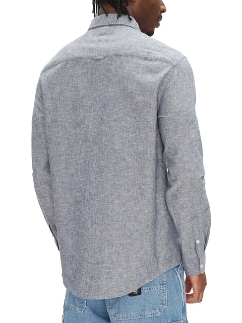 TH JEANS Long-sleeved linen blend shirt dark night navy - Men's Shirts