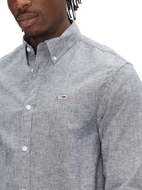 TH JEANS Long-sleeved linen blend shirt dark night navy - Men's Shirts