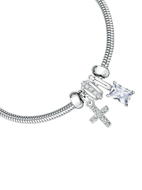 TORCHON Snake bracelet with cross and crystal SILVER - Bracelets